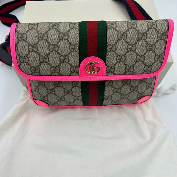 Women's Gucci OPHIDIA GG supreme belt bag size 80 cm adjustable NWT - Picture 3 of 13